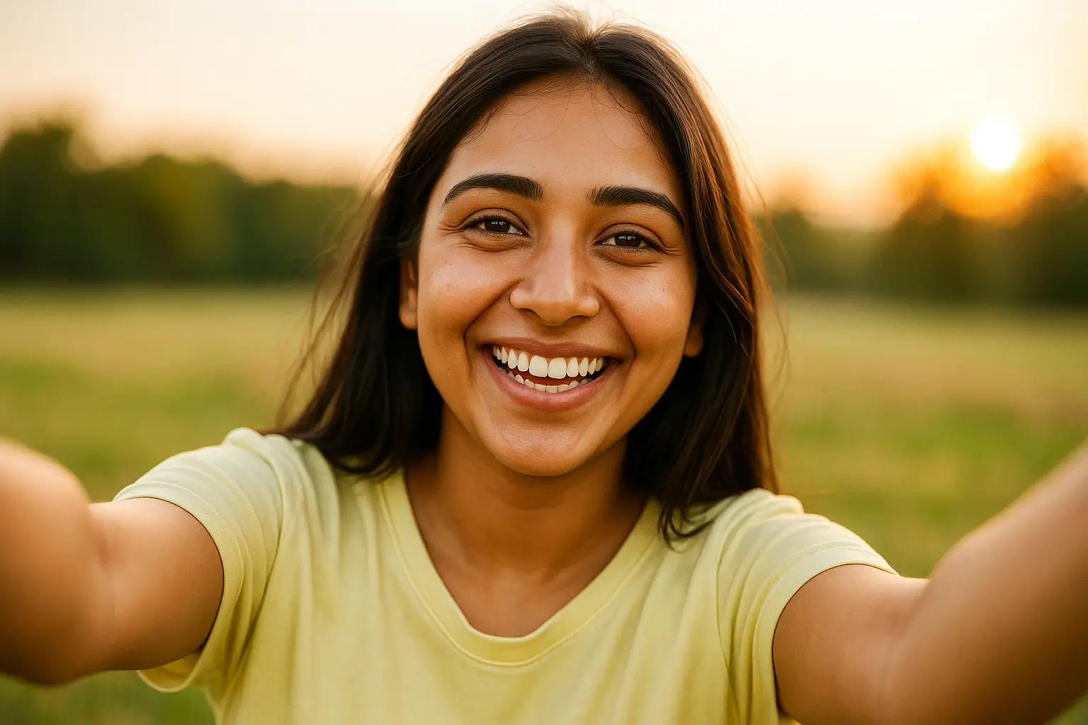 Smiling young woman after a successful teeth whitening treatment