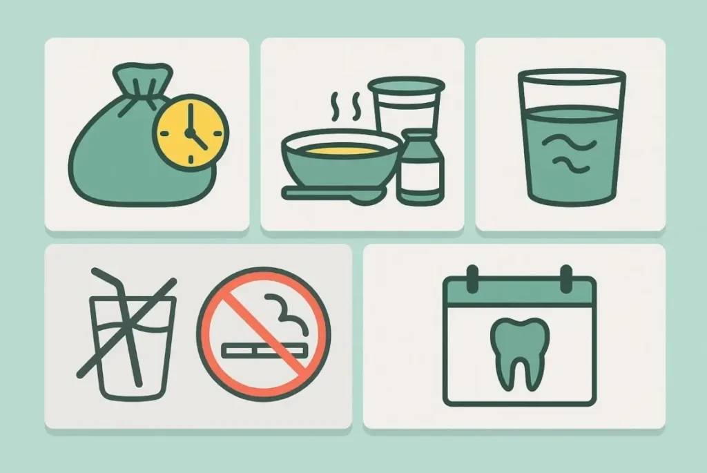 illustration showing post treatment care for wisdom tooth extraction